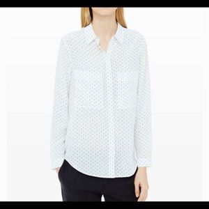 silk Club Monaco blouse with patch front pockets